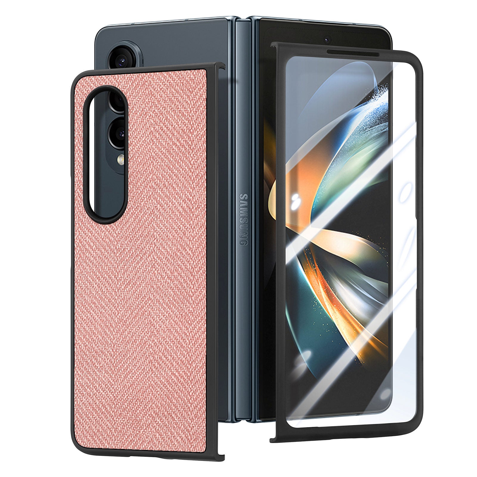 For Samsung Galaxy Z Fold4 5G PU Leather PC Case Jeans Cloth Texture Anti-Drop Phone Cover with Tempered Glass Film For Samsung Galaxy Z Fold4 5G PU Leather PC Case Jeans Cloth Texture Anti-Drop Phone Cover with Tempered Glass Film
